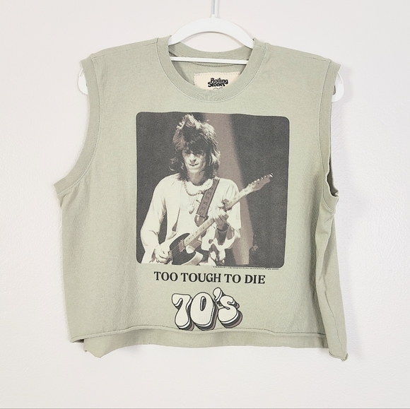 New People Of Leisure Band Tee Rolling Stones Graphic Top Women's Small LA - Picture 3 of 10